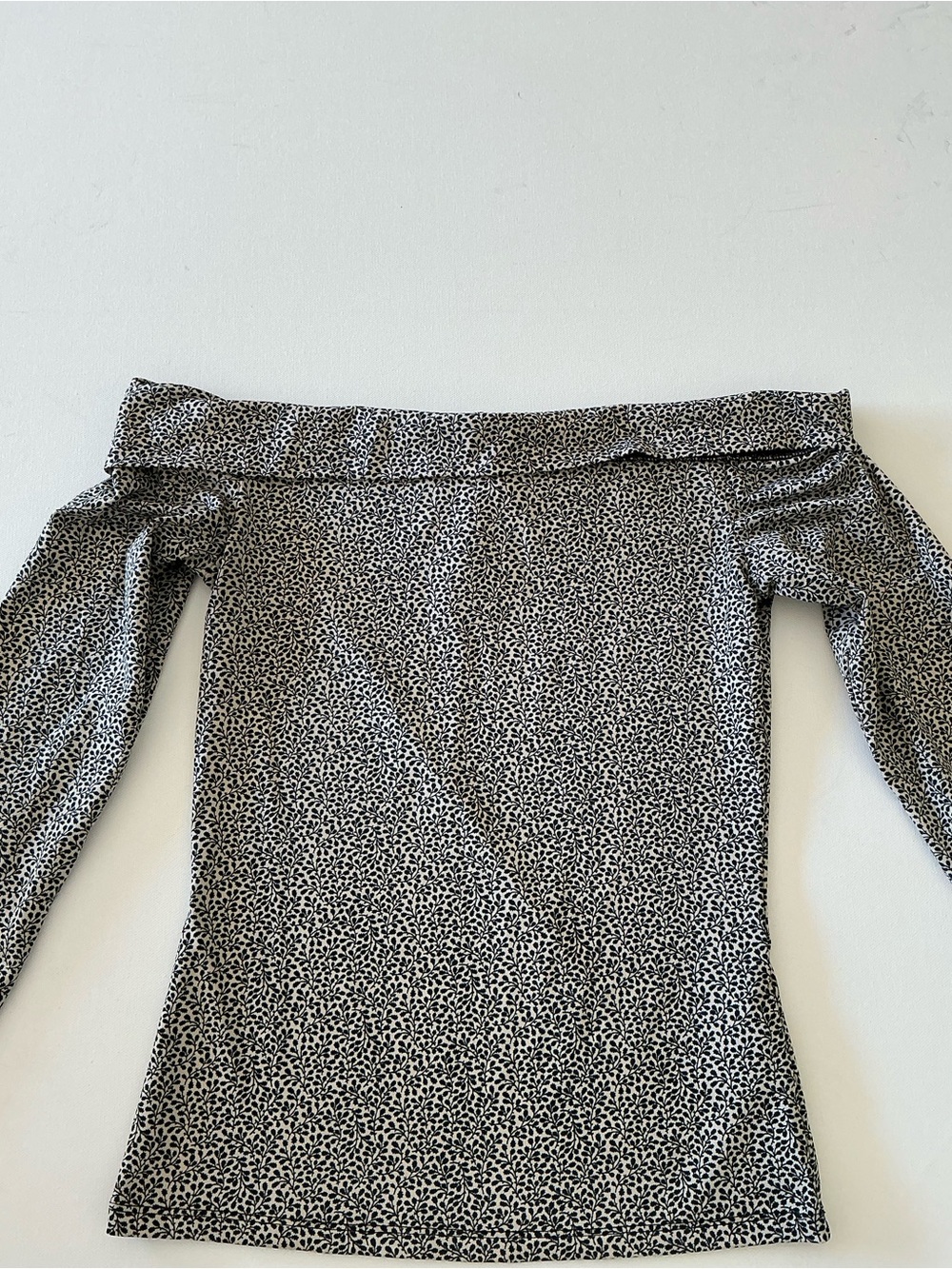 H&M Black Floral Printed Off-Shoulder Top on Cream